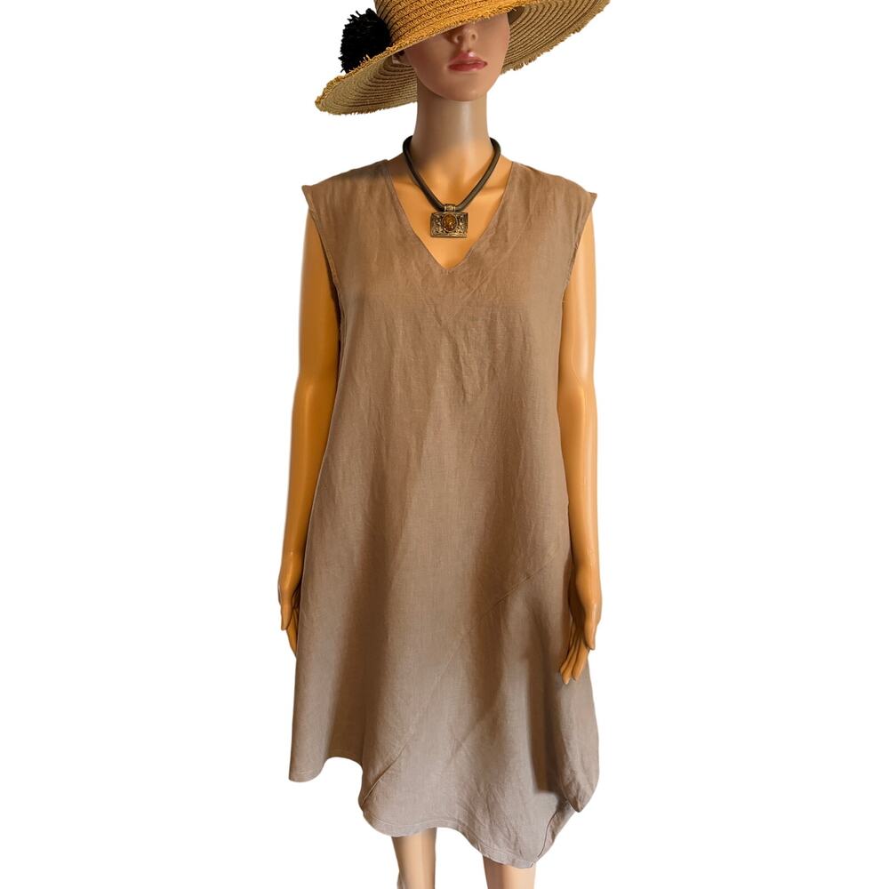 Mosaic Linen Sleeveless Asymmetrical Balloon Dress, Women's Size S